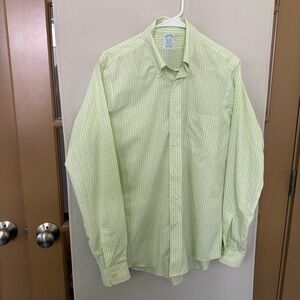 Brooks Brothers Men's Small Green White‎ Plaid Long Sleeve Button Down Shirt